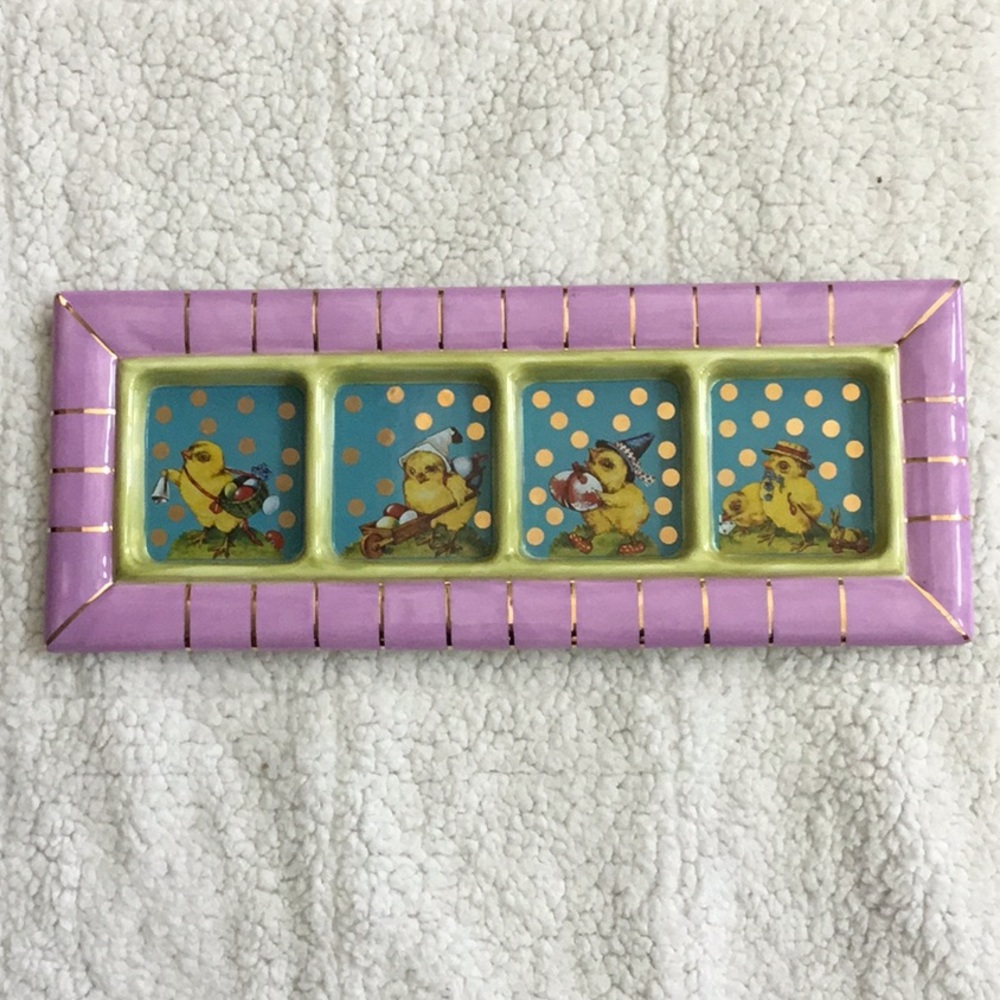 Dept 56 Easter divided gray dish NWT